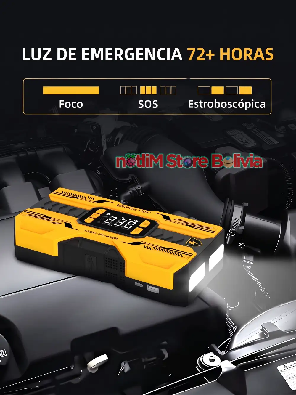 arrancador de bateria portatil 12v conectado a un auto
